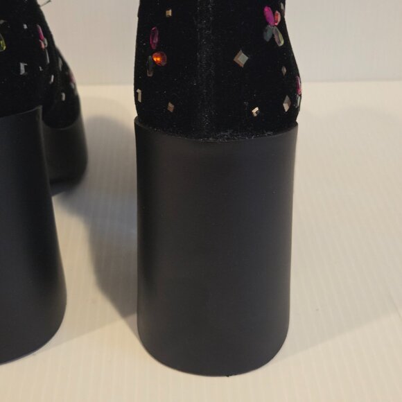 Betsey Johnson Womens Harriet Black Ankle Boots Shoes Size 9 Rhinestone Clusters - Picture 12 of 16